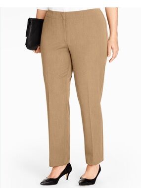 Talbots Modern Khaki Pants Tailored Straight Size 12 Tan Cotton Stretch New